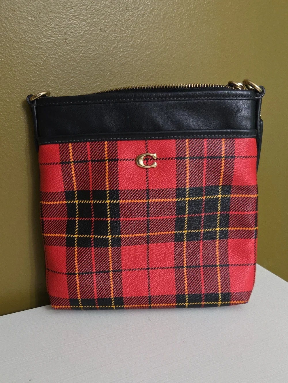 Coach Red Plaid Leather Small Shoulder Bag - Picture 4 of 15